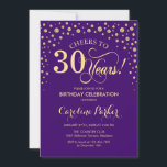 Invitation de fête du 30e anniversaire - Gold Purp<br><div class="desc">Invitation de fête du 30e anniversaire. Design élégant avec parties scintillant en or et violet. Bravo à 30 ans ! Message-moi si vous avez besoin d'une personnalisation plus poussée.</div>