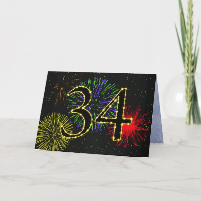 Invitation de fête du 34e anniversaire (Devant)