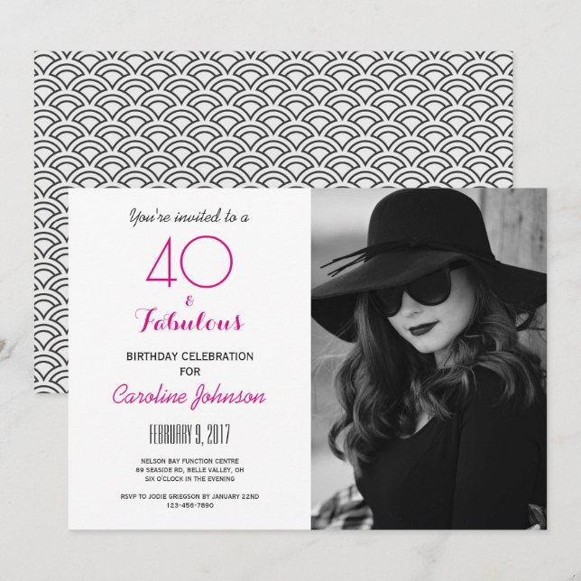 Invitation de fête du 40e anniversaire - 40 & Fabu (Devant / Derrière)