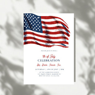 Invitation de fête du 4 juillet avec drapeau améri