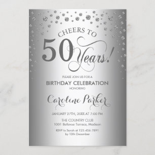 Invitation de fête du 50e anniversaire - Argent