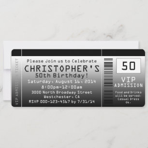 Invitation de fête du 50e anniversaire Billet blan