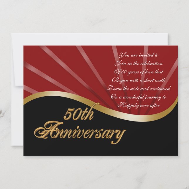 Invitation de fête du 50e anniversaire de mariage  (Devant)