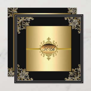 Invitation de fête du 50e anniversaire Gold Black 