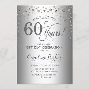 Invitation de fête du 60e anniversaire - Argent