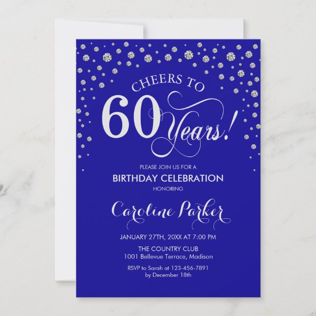 Invitation de fête du 60e anniversaire - Silver Ro (Devant)