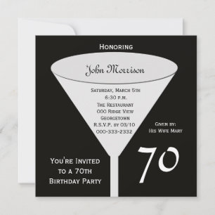Invitation de fête du 70e anniversaire 70 en noir