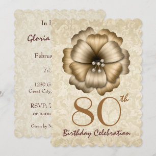 Invitation de fête du 80e anniversaire Bow fleuris