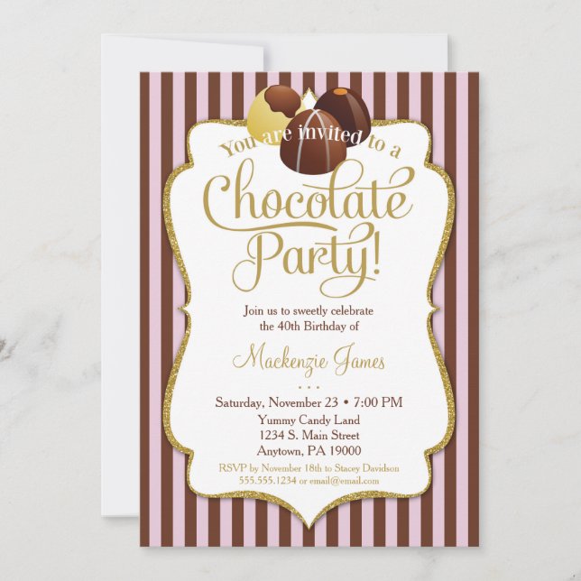 Invitation de fête du chocolat Anniversaire Desser (Devant)