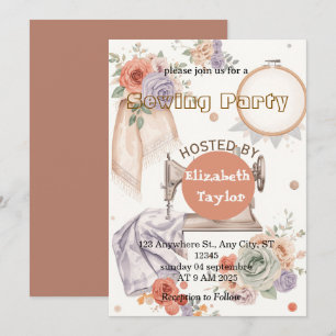 Invitation de fête du club de couture – Broderie c