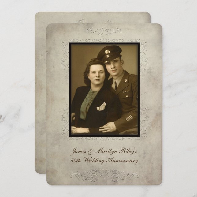 Invitation de fête du mariage vintage (Devant / Derrière)