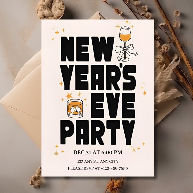Invitation de fête du Nouvel An 2026 modifiable (Editable New Year Party Invitation 2026
)