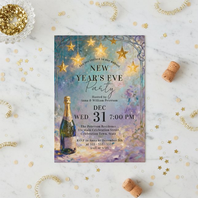 Invitation de fête du Nouvel An avec peinture à l' (Créateur téléchargé)