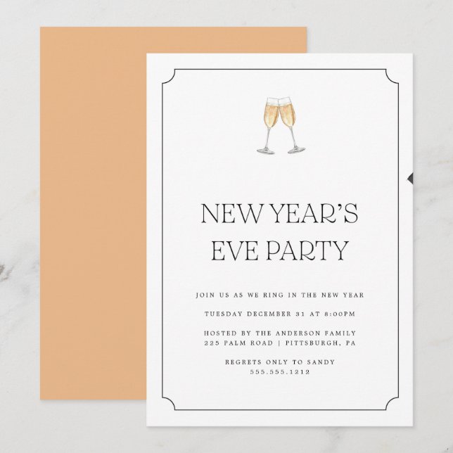Invitation de fête du Nouvel An avec toast au Cham (Devant / Derrière)