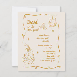 Invitation de fête du Nouvel An illustrée à la mai