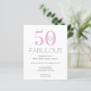 Invitation de fête économique moderne rose pour 50