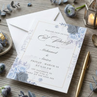Invitation de fête Eid aux Roses Bleues Élégantes
