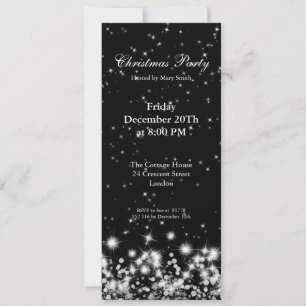 Invitation de fête Élégante Hiver Étincelle Noire