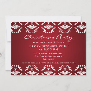 Invitation de fête élégante motif floral rouge