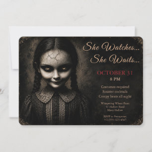 Invitation de fête en costume de poupée en porcela