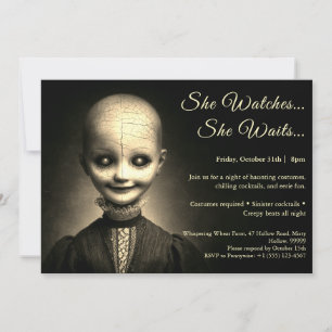 Invitation de fête en costume d'Halloween de poupé
