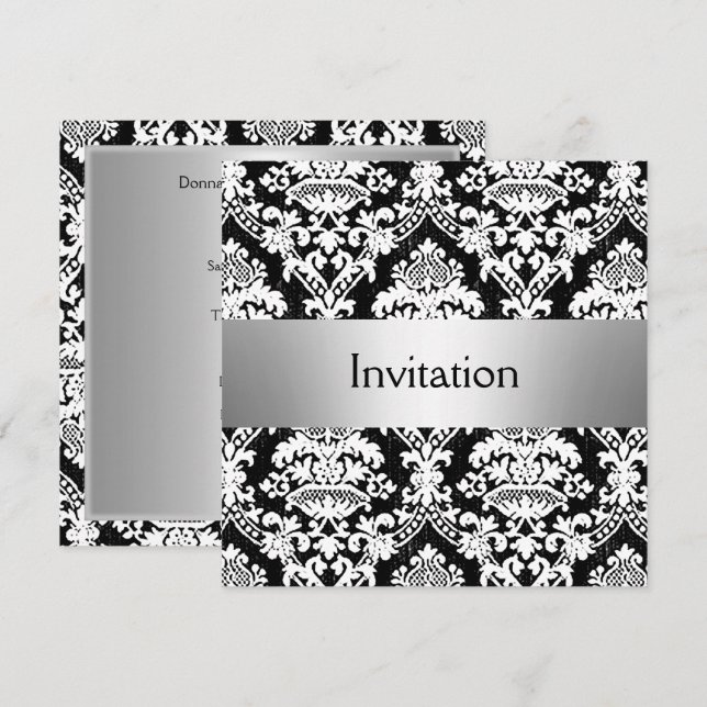 Invitation de fête en damasque, date à retenir (Devant / Derrière)