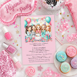 Invitation de fête en pyjama pour filles d'anniver