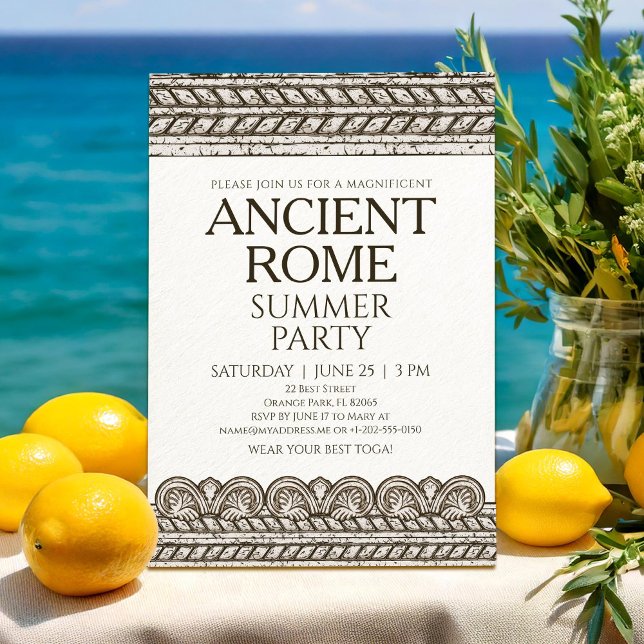 Invitation de fête en toge romaine avec éléments d (Créateur téléchargé)