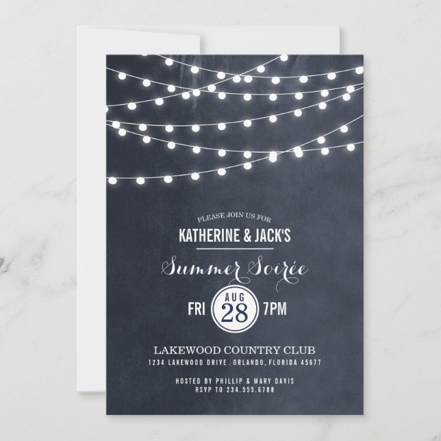 Invitation de fête estivale Soiree sous les lumièr (Devant)