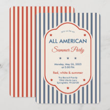 Invitation de fête estivale vintage Americana