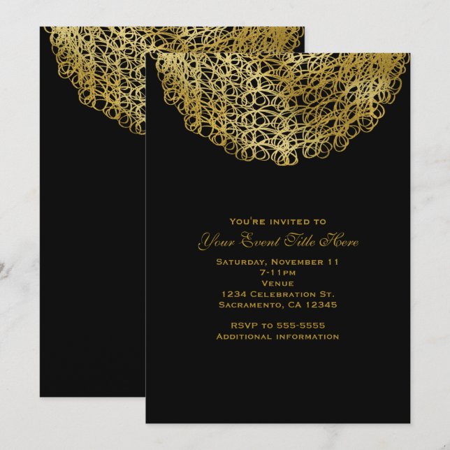 Invitation de fête événementielle de cercle d'or n (Devant / Derrière)