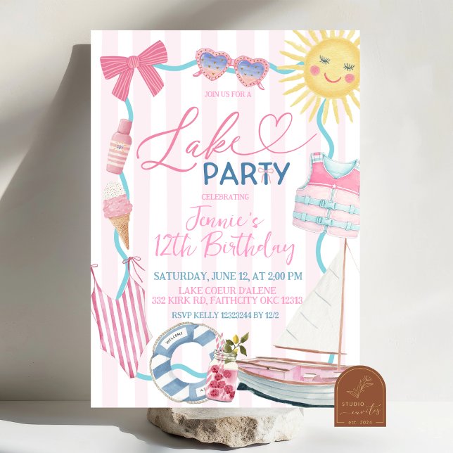 Invitation de fête fantaisiste Coquette Bow Girl a (Créateur téléchargé)