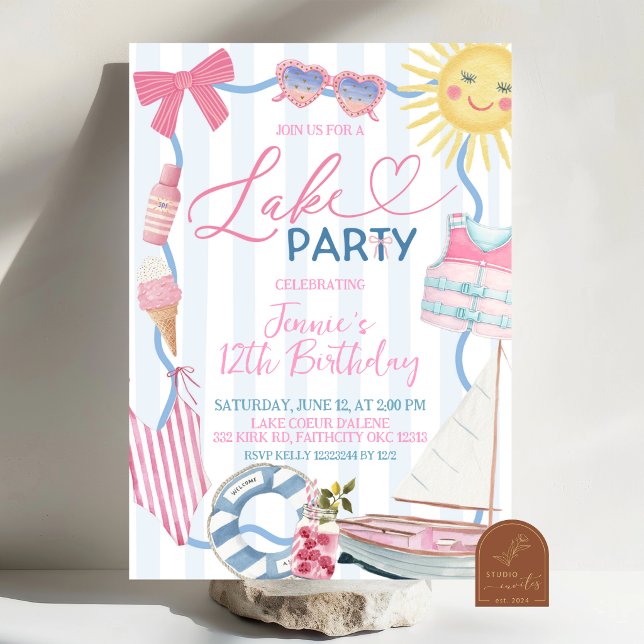 Invitation de fête fantaisiste Coquette Bow Girl a (Créateur téléchargé)