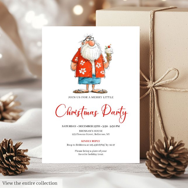 Invitation de fête festive à l'aquarelle du Père N (Funny Santa Claus Watercolor Festive Party Invite)