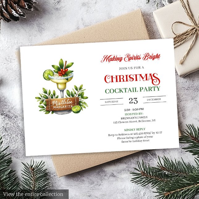 Invitation de fête festive cocktails de Noël (Festive fun Christmas cocktails party invitation

)