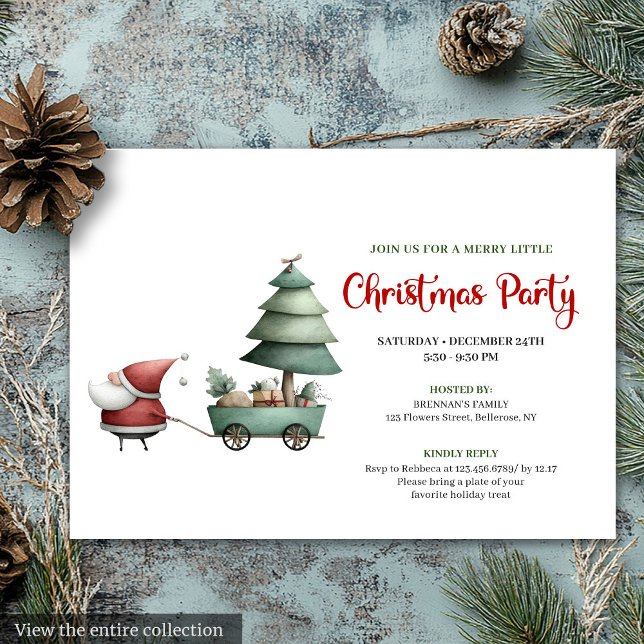Invitation de fête festive de Père Noël drôle mini (Minimalist Funny Santa Claus Festive Party Invite)