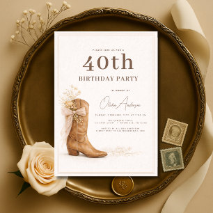 Invitation de fête florale Cowgirl 40e anniversair