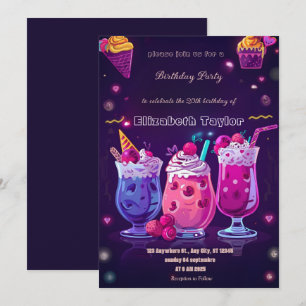 Invitation de fête folle de milkshake – Sucré Colo