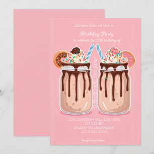 Invitation de fête folle de milkshake – Sucrerie c