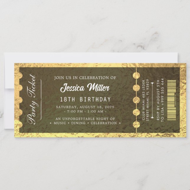 Invitation de fête glamour (Devant)