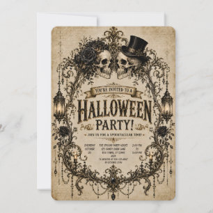 💀🕯️ Invitation de fête gothique Halloween avec c