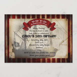 Invitation de fête Grungy Grunge Bateau Pirate