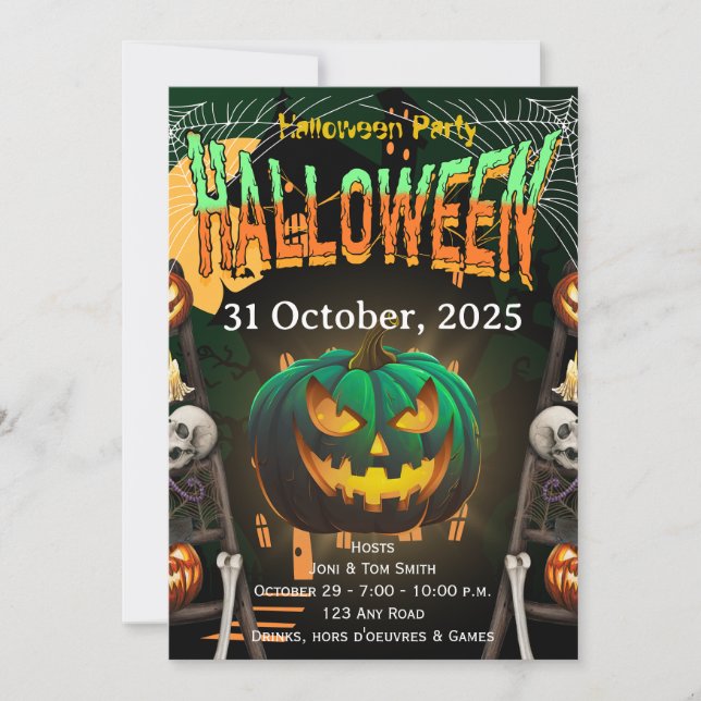 Invitation de fête Halloween | Carte élégante de c (Devant)