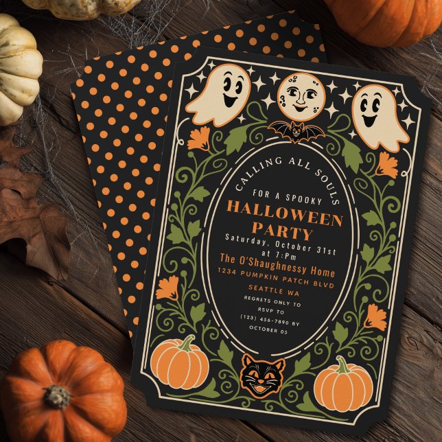 Invitation de fête Halloween Citrouille Fantôme Vi (Créateur téléchargé)