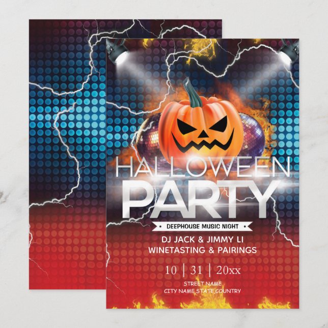 Invitation de fête Halloween Electronic Thunder (Devant / Derrière)