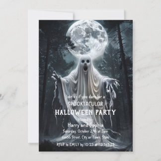 Invitation de fête Halloween fantôme Haunted Moon 