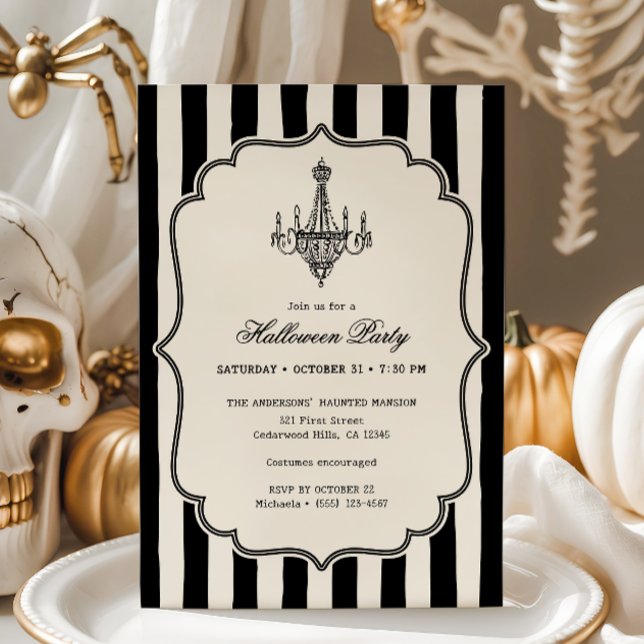 Invitation de fête Halloween gothique rayures lust (Créateur téléchargé)