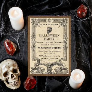 Invitation de fête Halloween gothique vintage Cour