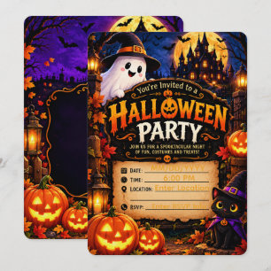 Invitation de fête Halloween mignonne   Modèle eff