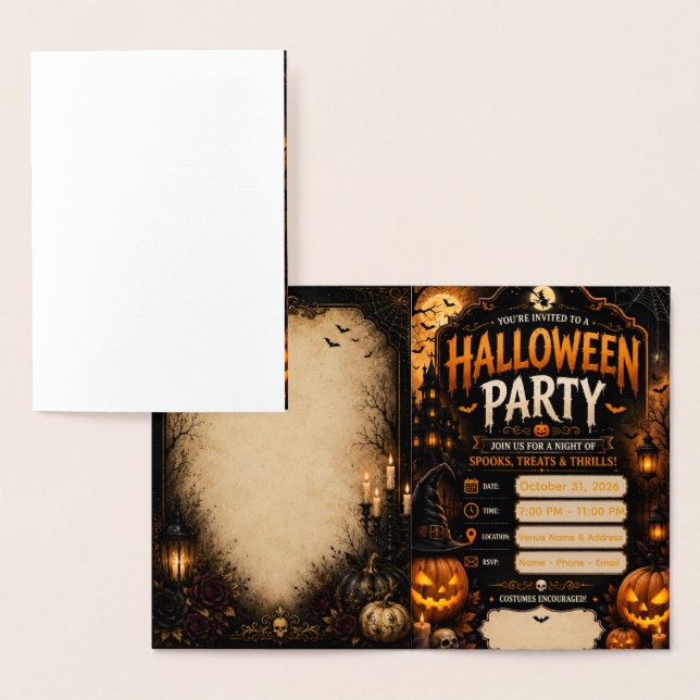 Invitation de fête Halloween modifiable | Citrouil (Affichage)